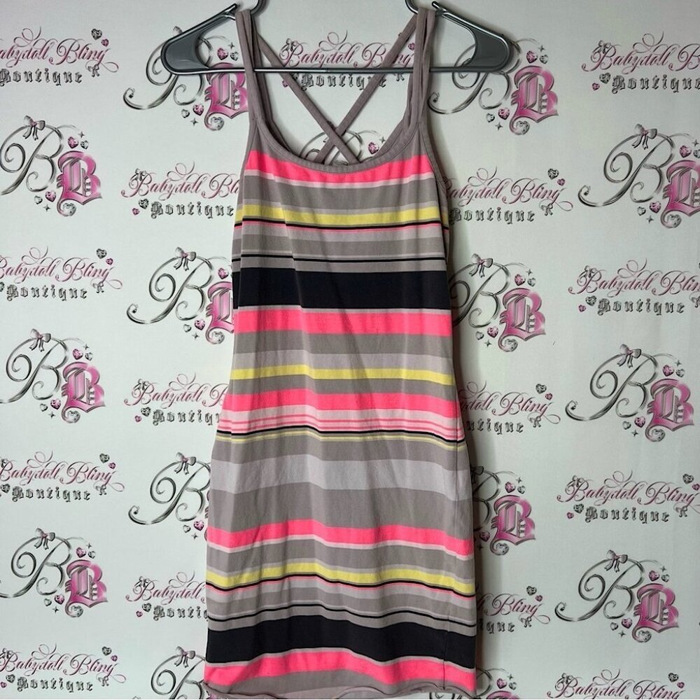 Armani Exchange dress stripes neon strappy cross cross Multicolor Striped